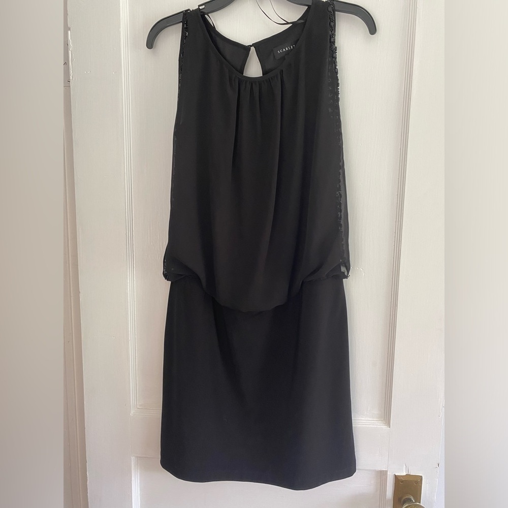 SCARLETT women’s black evening cocktail round neck midi dress size 10